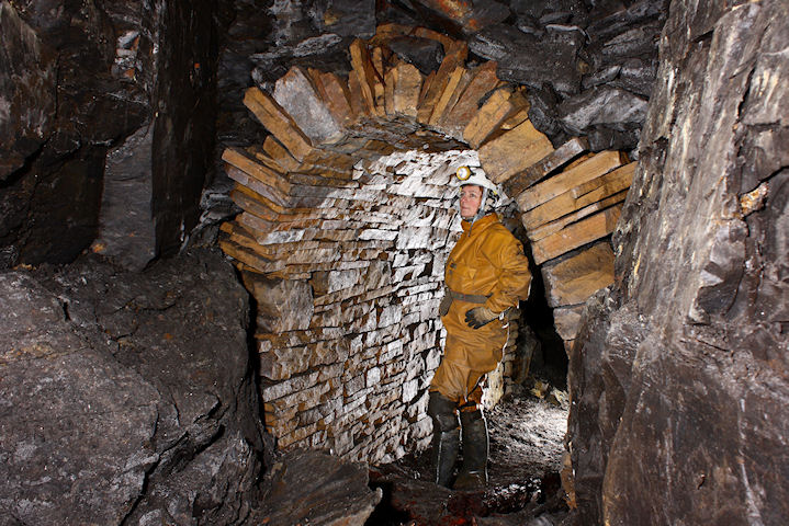Arched passage in Middlecleugh Mine, Nenthead