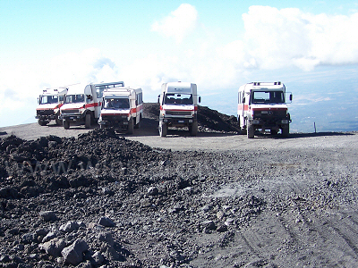 Jeeps parked at Picolo Rifugio on Mount Etna - Sept. 2007