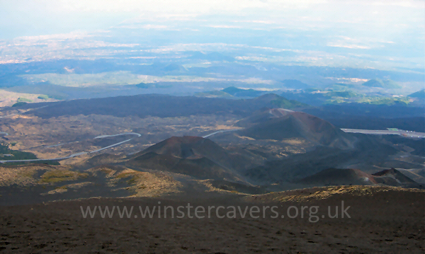 Looking down from La Montagnola to the Silvestri Craters - Sept. 2007